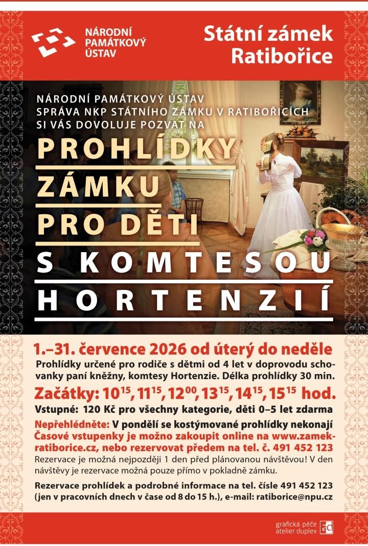Prohlídky zámku pro děti s komtesou Hortenzií